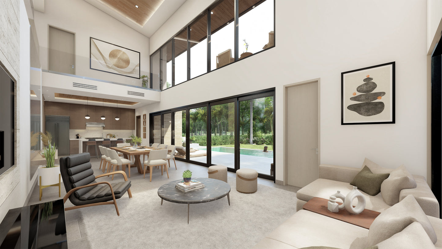 Renderizado 3D Interior de Sala