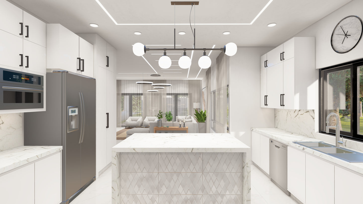 Renderizado 3D Interior de Cocina