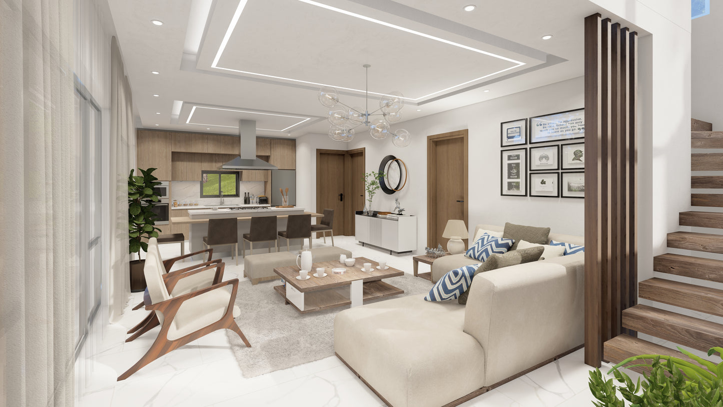 Renderizado 3D Interior de Sala