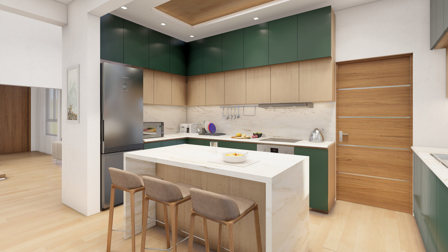 Renderizado 3D Interior de Cocina