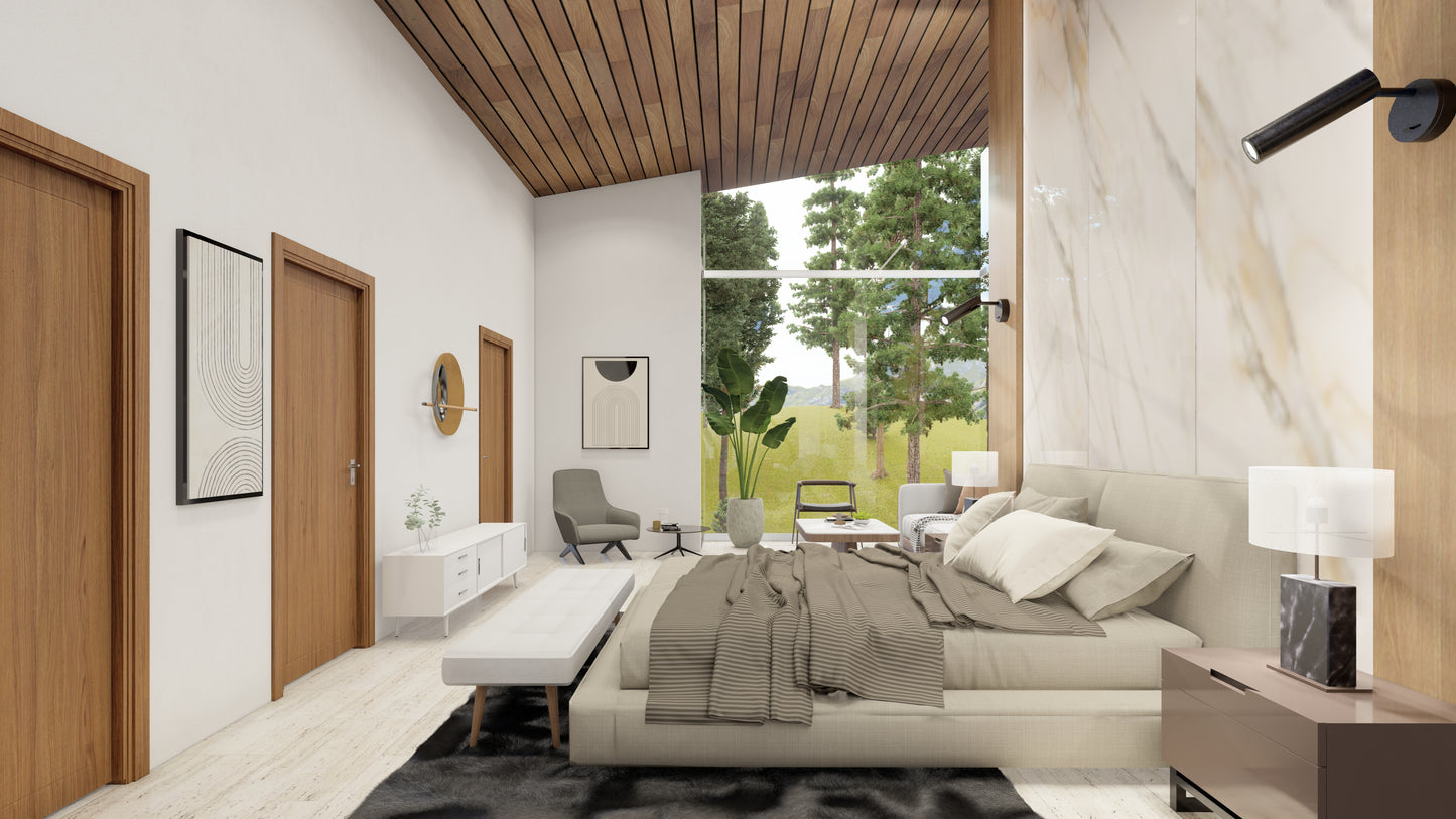 Renderizado 3D Interior de Dormitorio