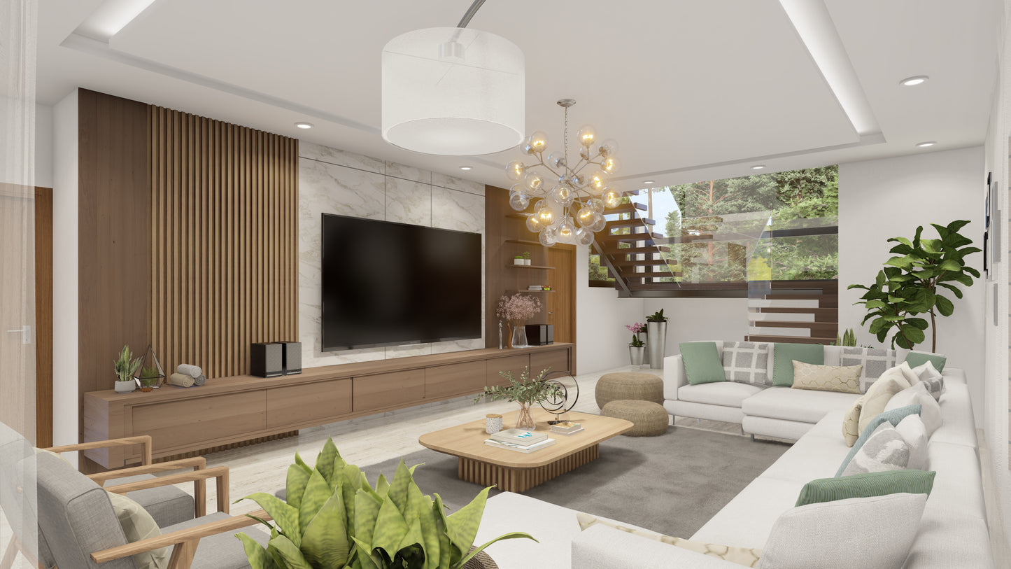 Renderizado 3D Interior de Sala