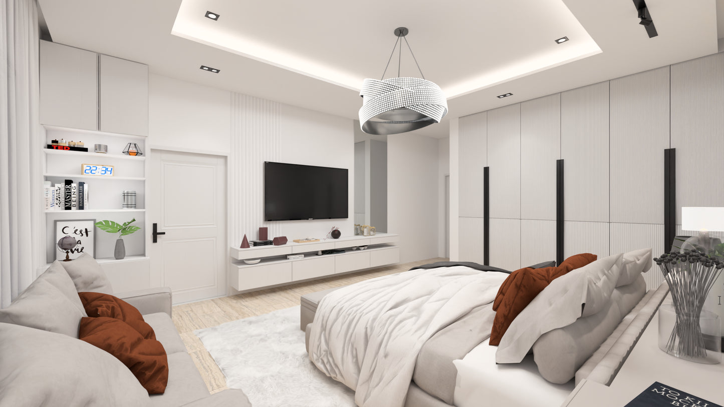 Renderizado 3D Interior de Dormitorio