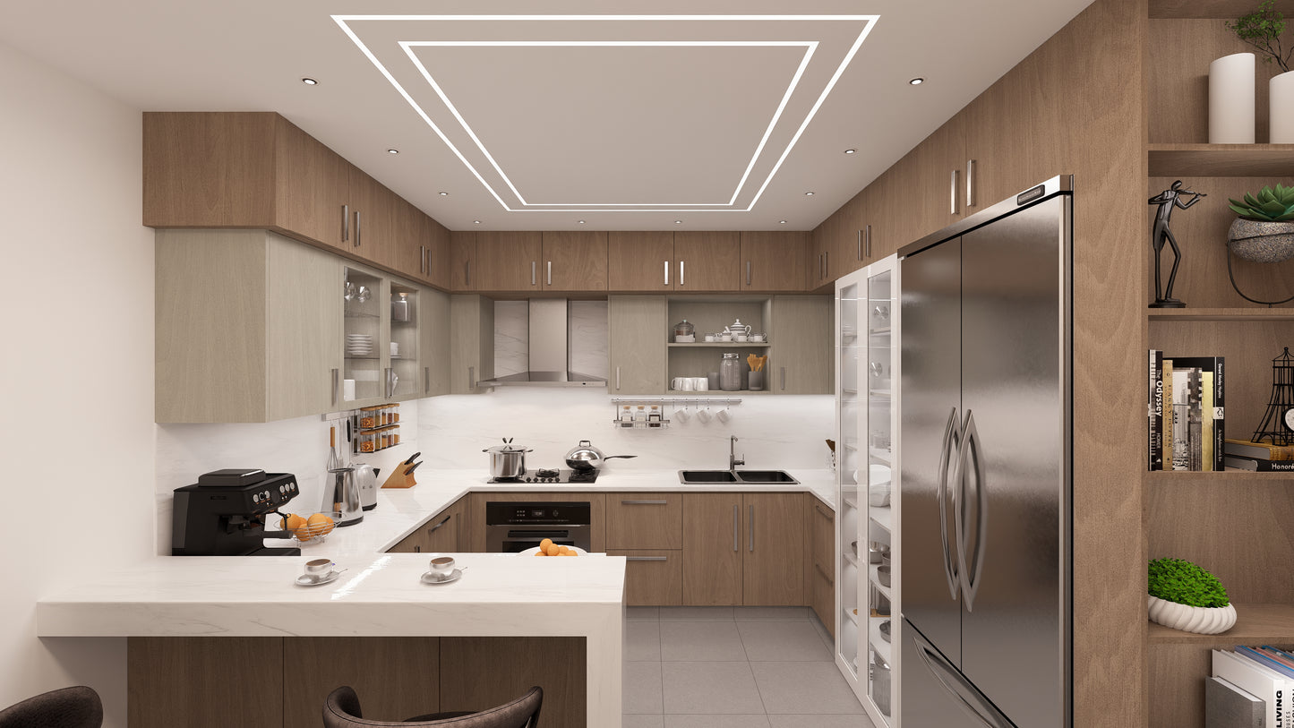 Renderizado 3D Interior de Cocina