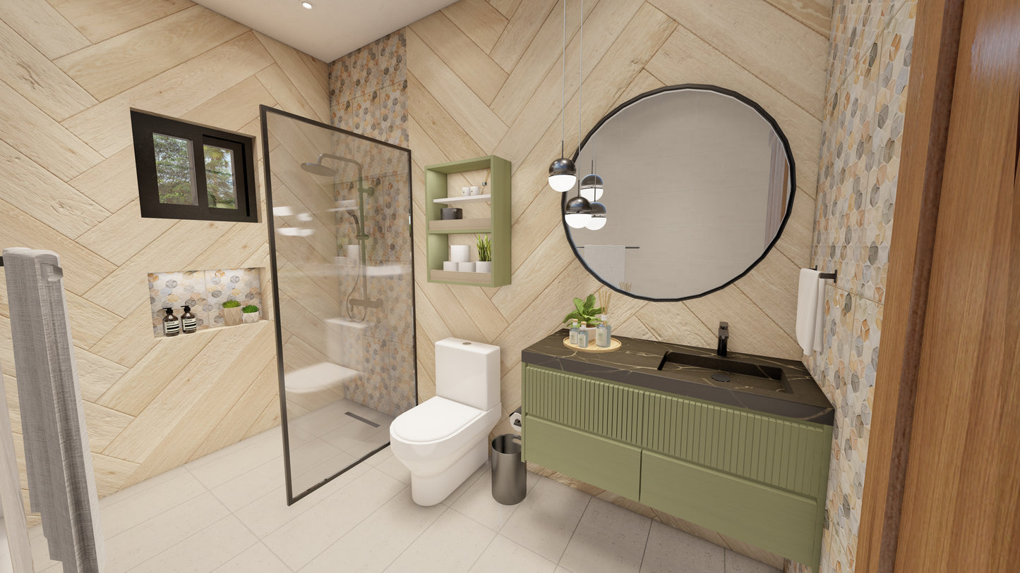 Renderizado 3D Interior de Baño