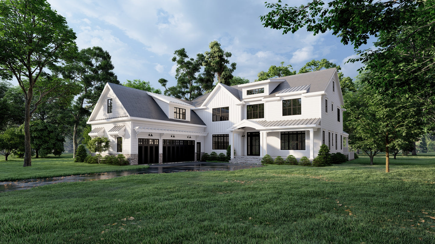 Completo Exterior: Renders de 4 Fachadas + Patio
