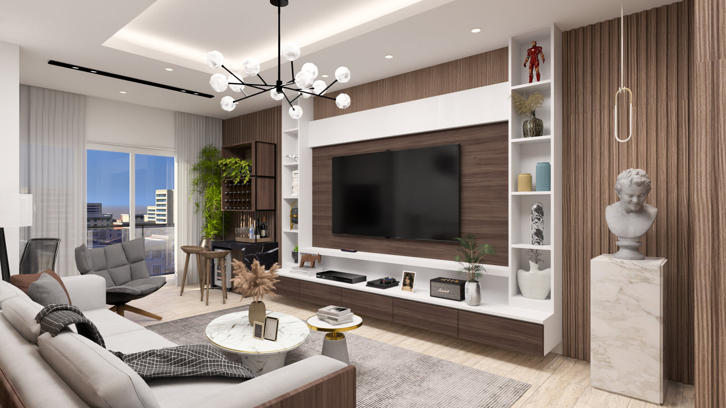 Escena Conceptual de Rendering 3D Interior