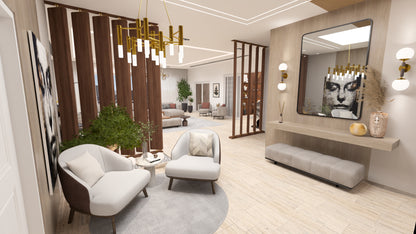 Renderizado 3D Interior de Lobby/Recibidor